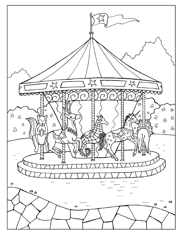 80 Printable Carousel Coloring Pages 73