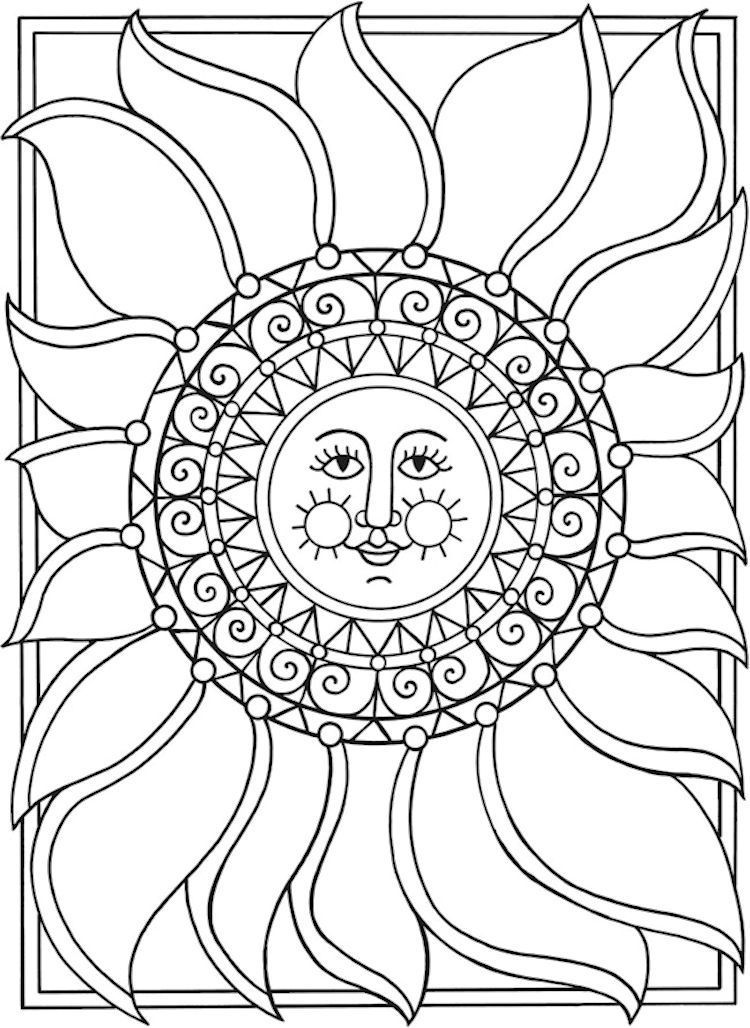 90 Printable Mandala Coloring Pages Sun And Moon 62