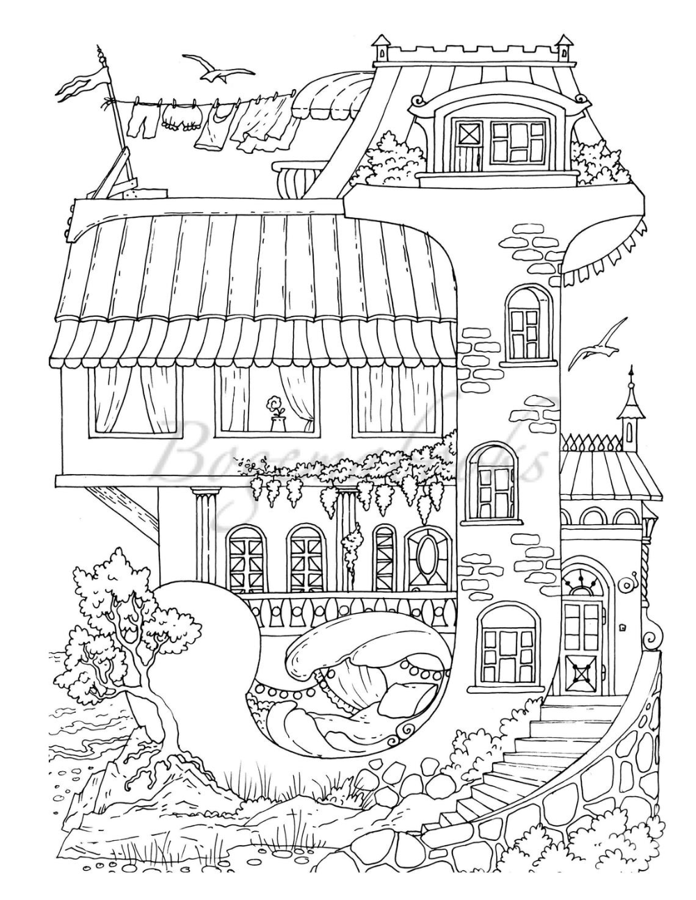 90 Printable Seaside Town Coloring Pages 67